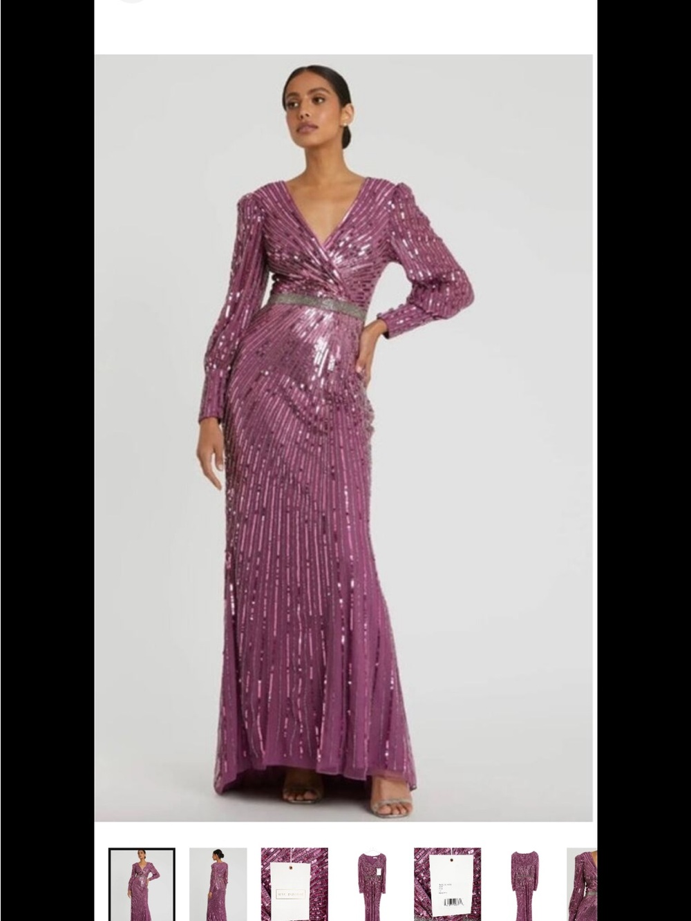 MAC DUGGAL Dress Size 12 Evening Gown Sequin NEW Raspberry Pink Wrap Over